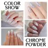 BISHENGYF Pearl Chrome Nail Powder:【Super Mirror Effect】White Pearl Chrome Nail Powder Ice Transparent Aurora Chrome Nail Powder for Nails Art DIY