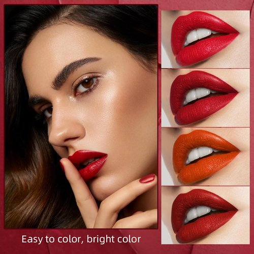 Qifylmaf 4 Colors Lipstick, Mate Velvet Lipstick, Long Lasting & Waterproof Natural Tube Red Lip Gloss Ingredients & Non-Sticky Lip Tint