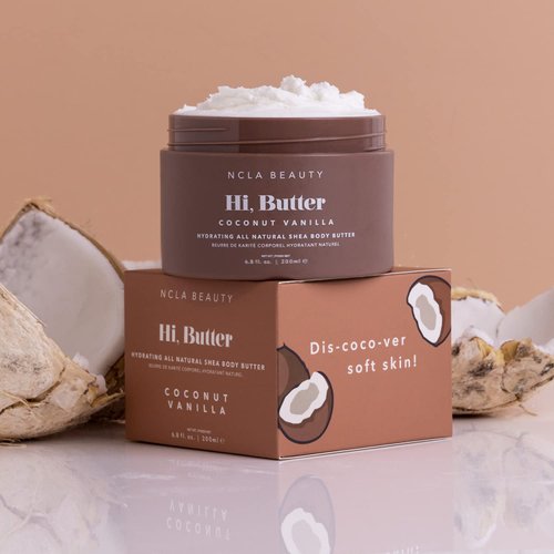 NCLA - Hi, Butter Natural Shea Body Butter | Vegan, Cruelty-Free, Clean Skincare (Coconut, 6.8 oz | 200 ml)