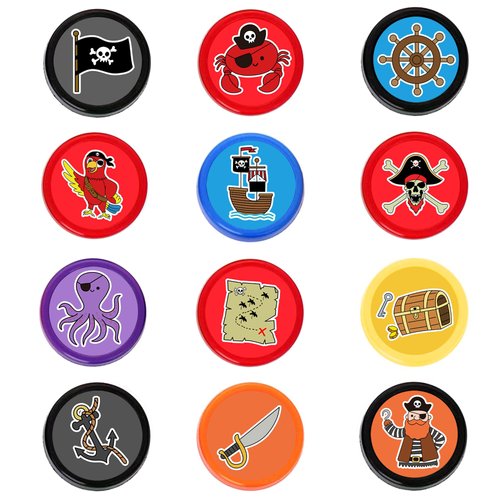 36PCS Pirate Party Favors 24 Tattoos Sticker 12 Stamp Set - Ideal Captain, Island, Black flag Themed Birthday Decor Supplies Goodie Bag, Classroom Gifts, Cute Rewards for Girls, Baby Shower Prizes