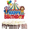 KEWEYA Circus Happy Birthday Cake Topper Decorations Red Blue Carnival Theme Birthday Cake Decor Party Supplies Circus Theme Cake Backdrop for Kids Baby Shower Sign