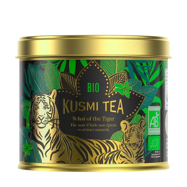Kusmi Tea Tchai of the Tiger - 3.5 oz Loose Tea Tin - Organic Indian Black Tea with Spices - In Collaboration with the World Wildlife Fund to Protect Tigers