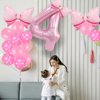 Pink Birthday Balloons Pink Bow Balloons 40 Inch Number Balloons Set for Pink Birthday Decorations 4 Year Old Girl Birthday Party Decoration Balloon Aluminum Film Balloon