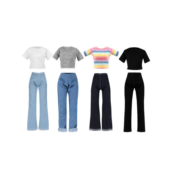 Bencailor 8 Pieces Christmas Doll Clothes 11.5 Inch Elf Doll Accessories Elf Sweaters Denim Pant Regular Outfit Clothing(T Shirt)