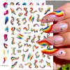 HOXIEYA French Nail Art Sticker French Line Nail Stickers Decal 3D Rainbow Wave Line Self-Adhesive Nail Design for Women Girls Geometry Swirl Stripe Nail Art Decoration Mnicure Decor 6 Sheets