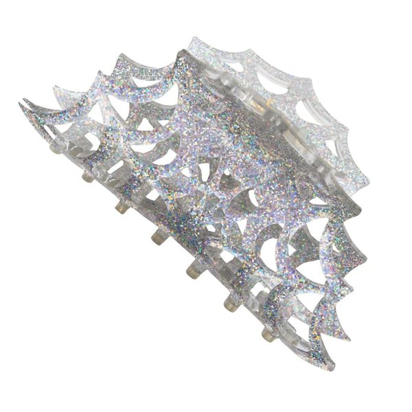 Spiderweb Claw Clip Gothic Horror Hair Accessory (Silver)