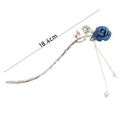 Leadigol 2PCS Vintage Flocking Rose Flower Hair Fork,Rose Flower Hair Clip Retro Flower Hair Fork Temperament Hairpinfor Women