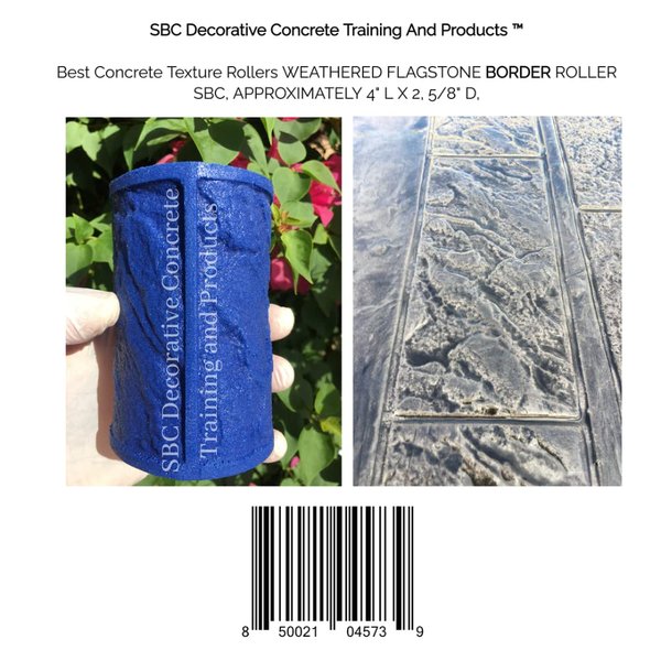 SBC Concrete Texture Roller Stamp, WEATHERED FLAGSTONE BORDER TEXTURE ROLLER, 4" L X 2, 5/8" D, ADVANCED EXPERIENCE REQUIRED