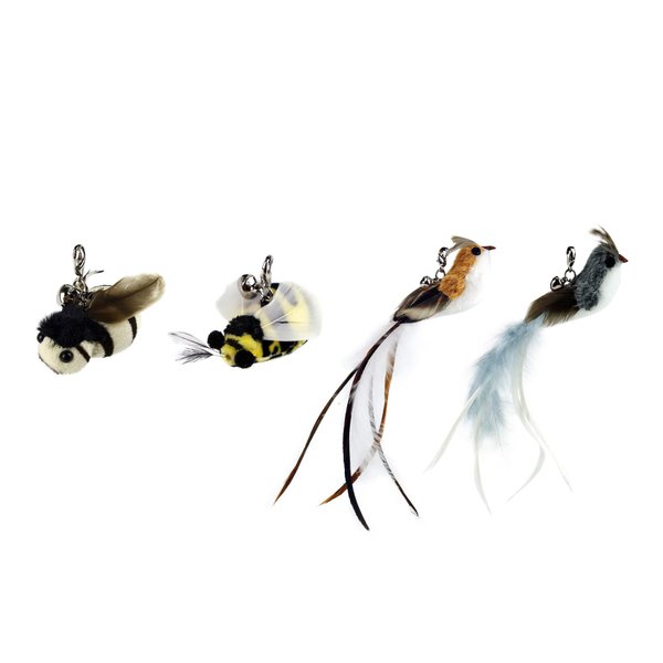 TTcat Cat Feather Toy Replacement Cat Toy Wand Refills, 4 Pcs Simulation Insects Bird Feathers Refills, Cat Toy Replacement Feathers for Cat Wand…