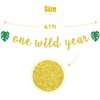 One Wild Year Banner, Wild One, My First Birthday, Jungle Wild Safari Zoo Themed Happy 1st Birthday Party Decorations for Baby Boys Girls