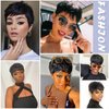 WIGNEE Short Human Hair Wigs Pixie Cut Wig with Bangs Short Layered Wigs Short Human Hair Wigs for black Women (1B)