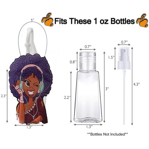 African American Hand Sanitizer Holder Cute Afro Girl Hand Sanitizer Holder for Backpack, Compatible with 1 oz Bottle Case Black Girl Magic PVC Holder