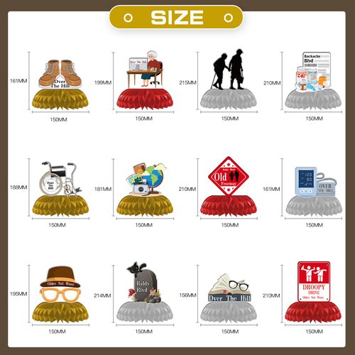 12 PCS Retirement Party Decorations, Retirement Honeycomb Centerpieces for Happy Retirement Party Supplies Man and Women