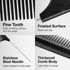 Jurrissa Rat Tail Combs for Parting,Protable Retractable Rat Tail Comb-Parting Combs for Hair Stylist-Fine Tooth Teasing Comb Stainless Steel Pin Tail Anti Static Heat Resistant(Black)