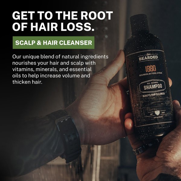 Live Bearded All-Natural Shampoo for Men - Promotes Hair Growth - Strengthening Shampoo for Thinning Hair & Hair Loss - Leather, Vanilla, Cedar
