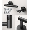 FORIOUS Black Toilet Paper Holder Wall Mount, Matte Black Bathroom Toilet Paper Holder for SUS 304 Stainless Steel, Double Post Pivoting Toilet Paper Roll Holder for Bathroom RV Paper Towels for TP