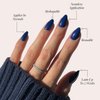 Glamnetic Press On Nails - Midnight Blue | Opaque Dark Navy Blue Short Almond False Nails, Reusable Stick On Fake Nails with Glue | Salon Quality | 15 Sizes - 30 Nail Kit