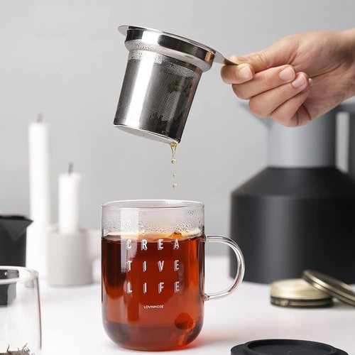 Extra Fine Mesh Tea Infuser Stainless Steel Tea Strainer for Loose Leaf Tea and Coffee, Tea Steeper with Large Capacity and Easy to Clean, Single Handle for Hanging on Teapots, Mugs, Cups