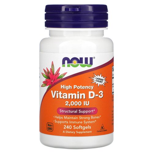 NOW Foods Now Foods Vitamin D-3, 50 mcg (2,000 IU), 240 Softgels, 3 Pack
