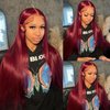 ONETIDE 28Inch Burgundy Lace Front Wig Human Hair 180 Density Straight 13x4 HD Human Hair Lace Front Wigs Pre Plucked Brazilian Virgin 99J Human Hair Wigs for Black Women