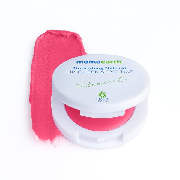 MAMAEARTH Nourishing Natural Lip Cheek & Eye Tint - Beet Red Shade | Long Lasting Creamy Matte Finish | Multi Use Tinted Glow for All Skin Tones | with Vitamin C & Beetroot | 0.14 Oz/4g