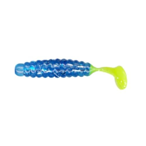 REVLON Slider CSGF6 Crappie Grubs, Blue ice/chart tail, 1 1/2 Inch