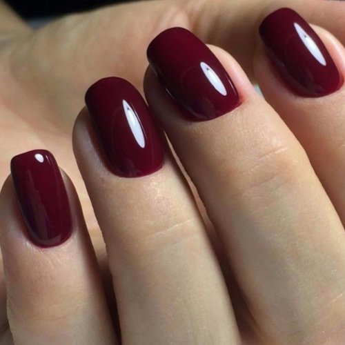 GLAMERMAID Dark Red Press On Nails Extra Short Square, Handmade Jelly Soft Gel Nails Burgundy Fake Nails Short, Glossy Dark Deep Red Stick Glue on Nail for Women Reusable Acrylic Stick on False Nail