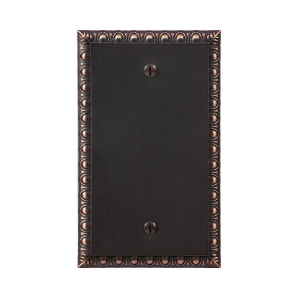 Amerelle Egg & Dart Single Blank Cast Metal Wallplate in Aged Bronze