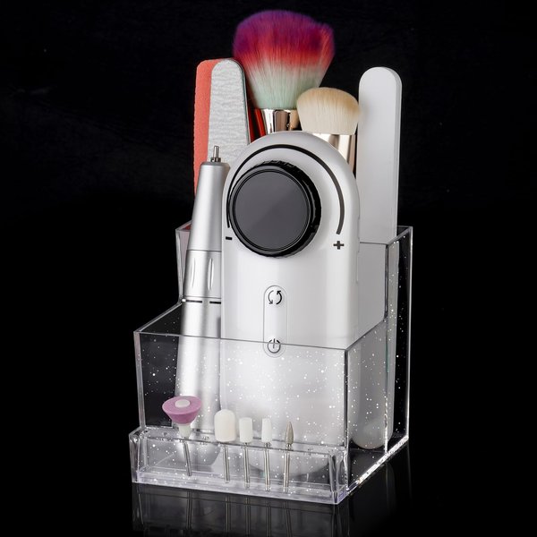 NiHome Mini Nail Drill Bit Holder, Plastic Nail Drill Grinding Bit Holder Box, Nail Drill Holder, Drill Bit Storage, Nail Drill Grinding Bit Organizer, Drill Bit Holder for Nails(Clear Glitter)