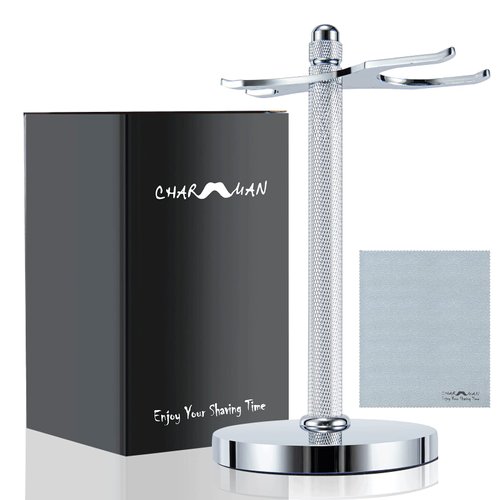 CHARMMAN Safety Razor and Shaving Brush Stand, Extra Wide Openings, Wider Base, Manly Look