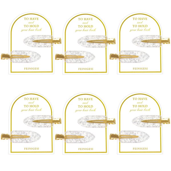 No Bend Hair Clips 12PCS/6Cards Sliver Bridesmaid Creaseless Hair Clips Glitter Bridesmaid Hair Clips Hair Setting Clips for Bridesmaid Gift Proposal Box Makeup Styling Sectioning