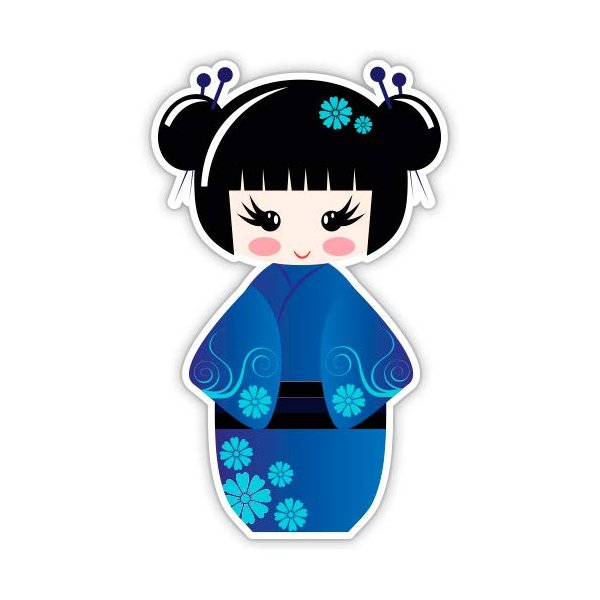 GT Graphics Cute Blue Geisha - 12" Vinyl Sticker Waterproof Decal