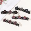 Braided Hair Clips For Women - Sparkling Crystal Stone Hair Clips For Styling Sectioning with 3 Small Hair Barrettes, Hair Accessories Four-Leaf Chopped with Rhinestones for Women& Girls 4 PCS (# 1)