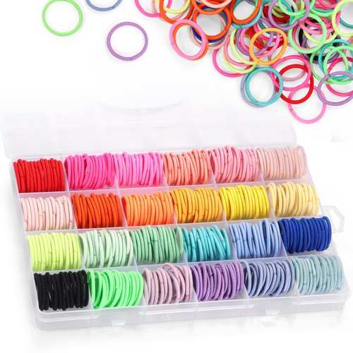Baby Hair Bands, 336Pcs Small Elastic Hair Bands for Girls, Tiny Colorful Ponytail Holders Hair Tie for Baby Hair, Funtopia Colorful Hair Ties No damage with Organizer Box for Kids Infants Toddlers