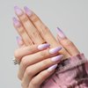 GLAMERMAID Press on Nails Almond,Purple Ombre Medium False Nails with Design,Spring 24 Pcs Glue on Nails for Women,UV Glossy Reusable Acrylic Stick on Nails Tips for Girls Gift