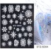 5D Embossed Snowflake Nail Art Stickers Christmas Nail Decal White Flower Lace Nail Decal Snowflake Leaf Nail Sticker Design Self-Adhesive Nail Decoration Supplies for Women DIY Christmas Manicure