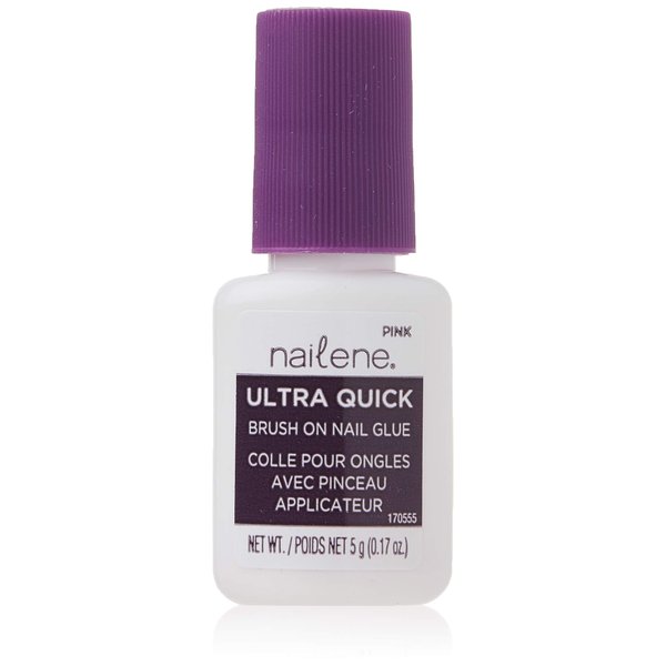 Nailene Pink Brush-On Nail Glue, 0.10 oz – Durable, Easy to Apply False Nail Glue – Repairs Natural Nails – Quick-Drying Nail Adhesive Lasts Up to 7 Days – Nail Care Essential, 1 Pack (COSNAI842)