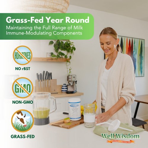 ImmunoPro The Finest Grass-Fed Whey 300g for Immune Systems Well Wisdom - Non-Denatured, Unflavored Whey Protein Powder, High Protein, Non-GMO, Hormone-Free