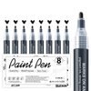 AKARUED Black Acrylic Paint Markers: 8 Pack Black Paint pen, Acrylic Black Paint Marker for Rock Painting, Stone, Wood, Glass, Metallic, Ceramic, Graffiti, Paper, Drawing, Water-Based Paint pens Sets