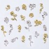 HINZIC 132pcs Rose Charms for Nails 3D Flower Nail Charms Metal Gold Silver Nail Jewels Rhinestones Glitter Nail Studs for Acrylic Nails Decoration Valentines Birthday Christmas DIY Craft Making