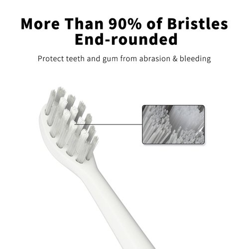 Replacement Toothbrush Heads Compatible with TAO Clean Electric Toothbrush Heads, W Shape Design Planted with Nylon Bristle (White)