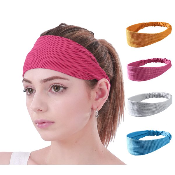 SUJAYU Sweatbands for Women, 4 PCS Womens Headbands Sweat Bands Headbands for Women, Workout Headbands for Women Non Slip, Wide Headbands for Women Hair Wrap Hair Accessories for Women