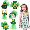 YOOLEETC 6PCS St. Patrick’s Day Girls Hairpin, Lucky Clover Hairpin Headpiece & Shimmering Green leaf hairpin,Green hat bobby pins, Lucky gold coin hair accessories.
