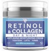 Retinol Cream for Face with Hyaluronic Acid, day and night moisturizer for both women and men, Collagen Cream for Face Reduces Wrinkles and Dryness, 1.69 Oz.