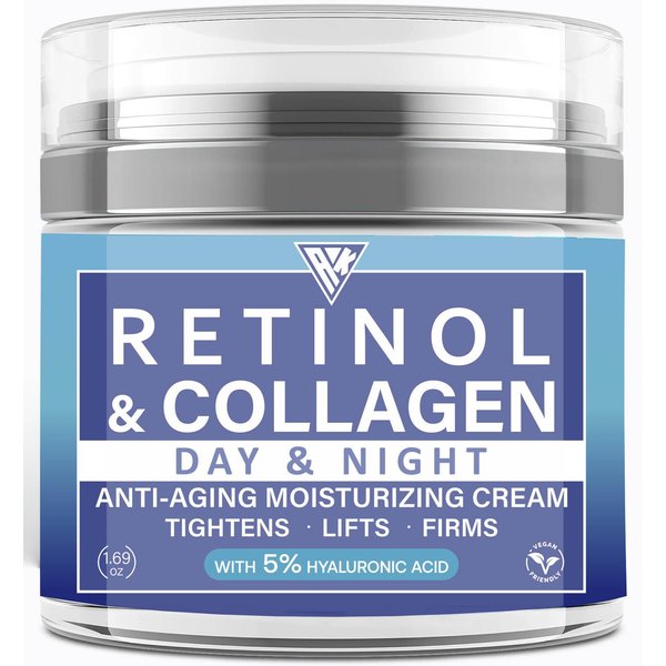 Retinol Cream for Face with Hyaluronic Acid, day and night moisturizer for both women and men, Collagen Cream for Face Reduces Wrinkles and Dryness, 1.69 Oz.