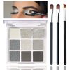 Black Smoky Eyeshadow Palette,Silver Shimmer Grey Gold Brown Eyeshadow 9 Colors,Glitter Matte Eyeshadow Palette,Long Lasting Waterproof Pearl Eye Shadow Pallete Makeup Set,with Eyeshadow Brush（Set A)