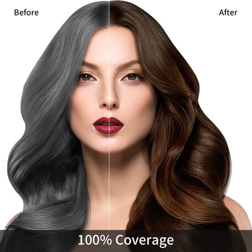 KINGMING Dark Brown 3 in 1 Hair Dye Shampoo for Gray Coverage, Herbal Ingredients for Men and Women, 500ml (Dark Brown)