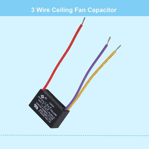 PODOY Ceiling Fan Capacitor 𝟏.𝟓𝐮𝐟+𝟑𝐮𝐟 for CBB61 1.5uf+3uf 3 Wire (Pack of 2)