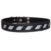 High Quality Genuine Leather Reflective Dog Collar 24"x1" Black Fits 17.5"-22.5" Neck