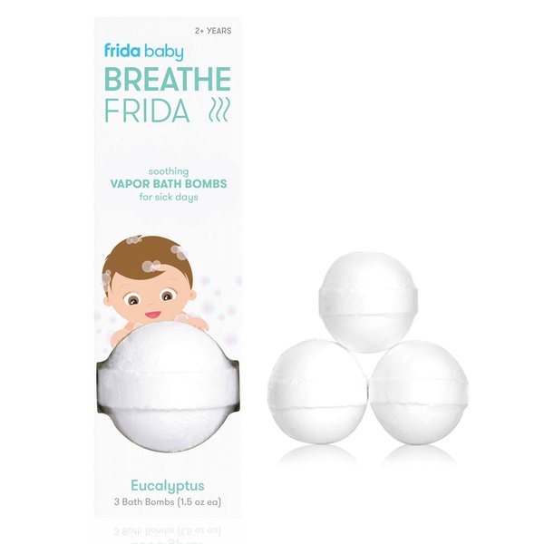Frida Baby Natural Vapor Bath Bombs for Toddlers & Kids, Eucalyptus Essential Oil Shower Bombs for Aromatherapy, 3 Count